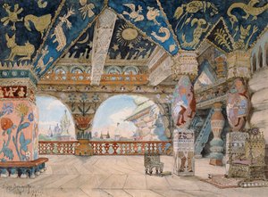 Design de palco para ópera de Nikolai Rimsky-Korsakov &39;The Snow Maiden&39;, 1883 de Victor Mikhailovich Vasnetsov